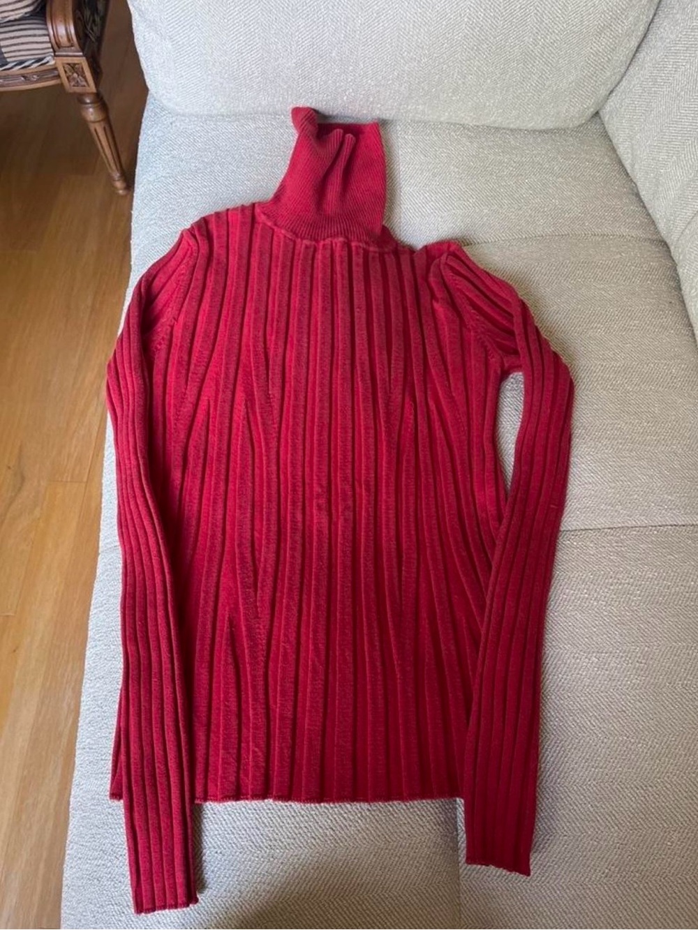 EVIE Red Ribbed Turtleneck Sweater